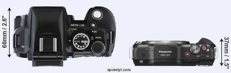 Compare E-500 versus GF5 top