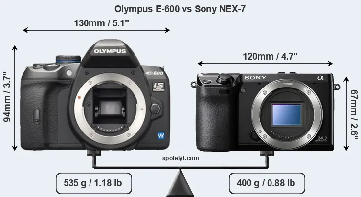 Size Olympus E-600 vs Sony NEX-7