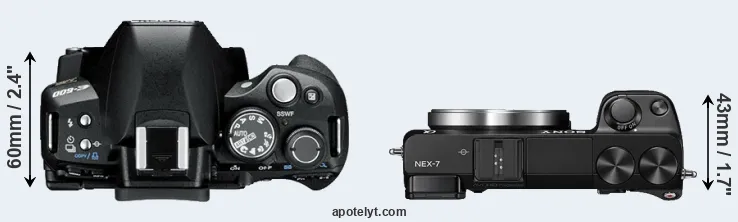 Compare E-600 versus NEX-7 top