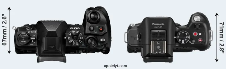 Compare E-M1 II versus G5 top
