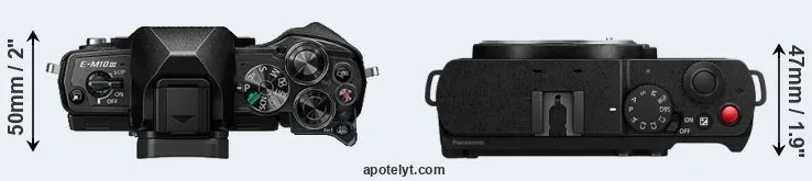 Compare E-M10 III versus S9 top