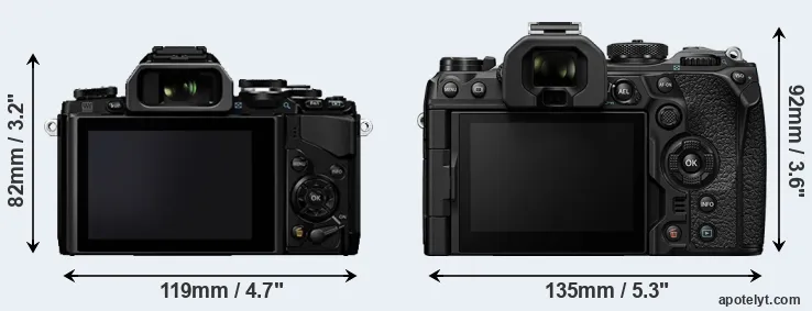 Comparison E-M10 or OM-1 II rear