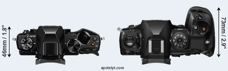 Compare E-M10 versus OM-1 II top
