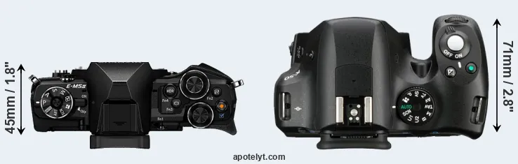 Compare E-M5 II versus K-50 top
