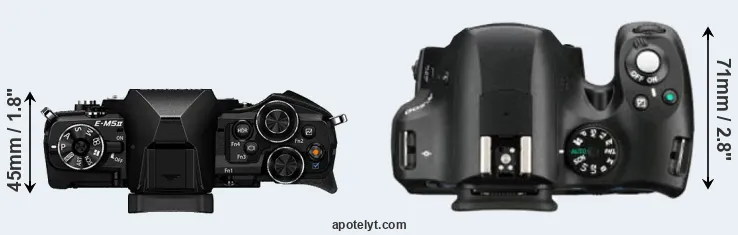 Compare E-M5 II versus K-500 top