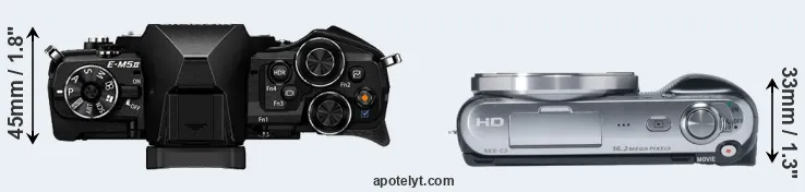 Compare E-M5 II versus NEX-C3 top