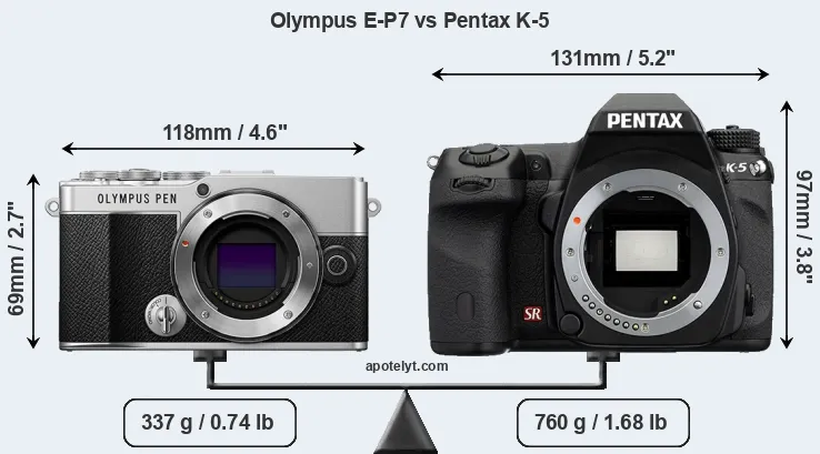 Size Olympus E-P7 vs Pentax K-5