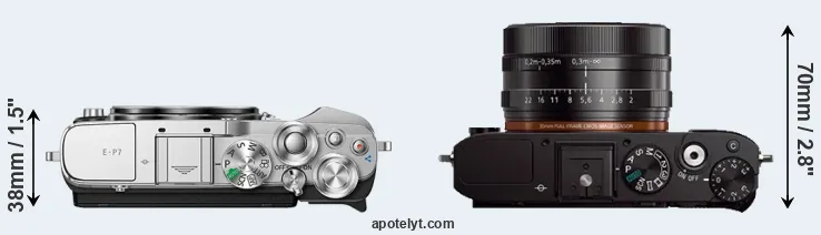 Compare E-P7 versus RX1 top