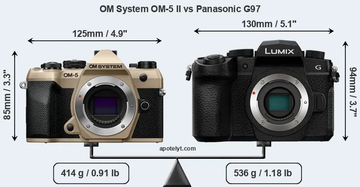 Size OM System OM-5 II vs Panasonic G97