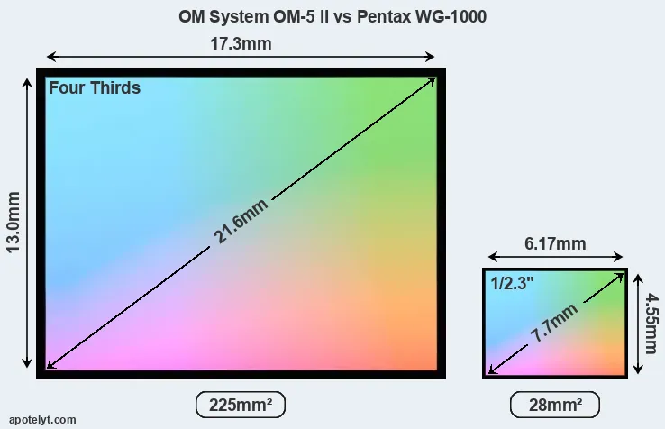 OM System OM-5 II and Pentax WG-1000 sensor measures