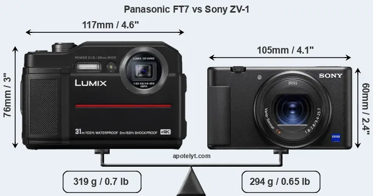 Size Panasonic FT7 vs Sony ZV-1