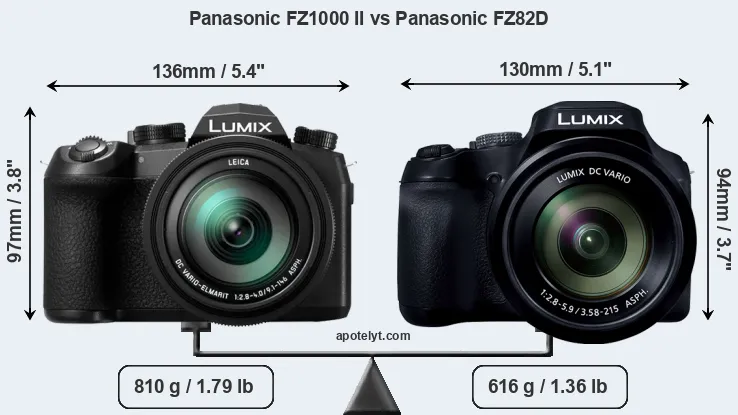 Size Panasonic FZ1000 II vs Panasonic FZ82D