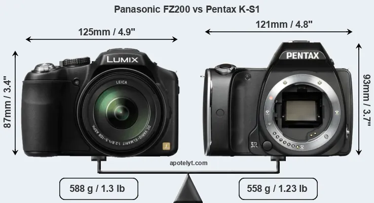 Size Panasonic FZ200 vs Pentax K-S1