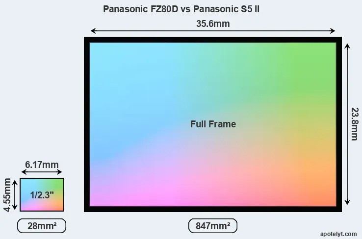 Panasonic FZ80D and Panasonic S5 II sensor measures