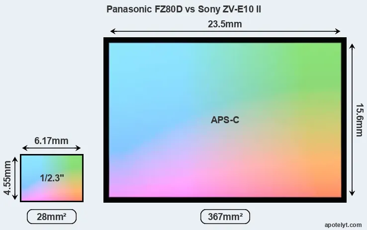 Panasonic FZ80D and Sony ZV-E10 II sensor measures