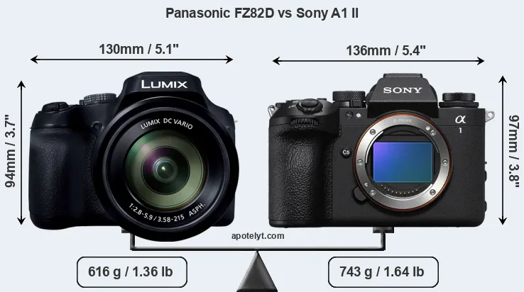 Size Panasonic FZ82D vs Sony A1 II