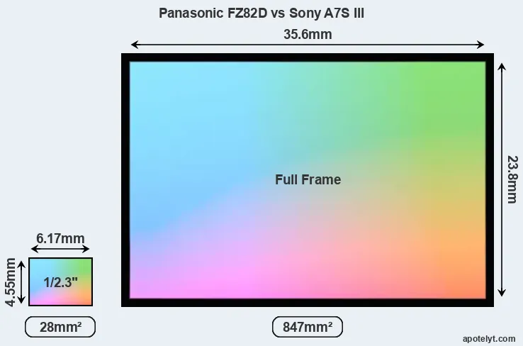 Panasonic FZ82D and Sony A7S III sensor measures