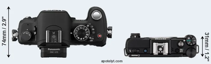 Compare G10 versus Pentax Q top