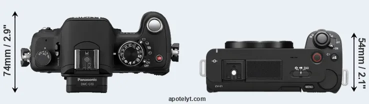 Compare G10 versus ZV-E1 top