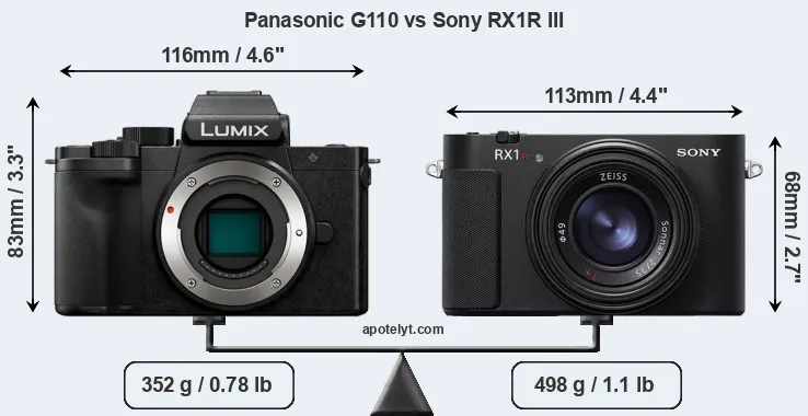 Size Panasonic G110 vs Sony RX1R III