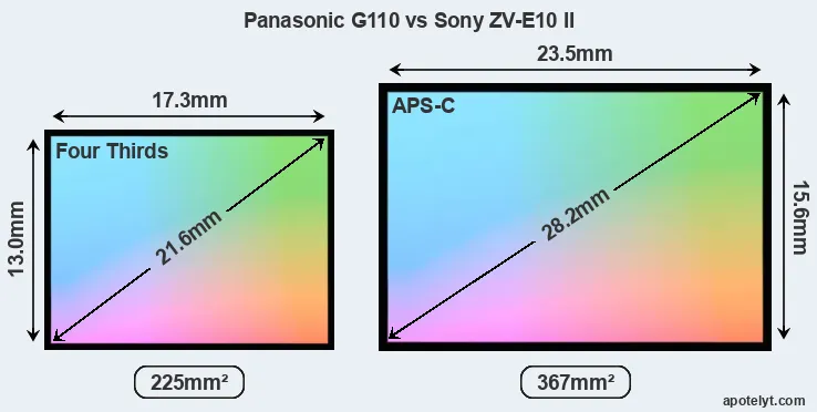 Panasonic G110 and Sony ZV-E10 II sensor measures