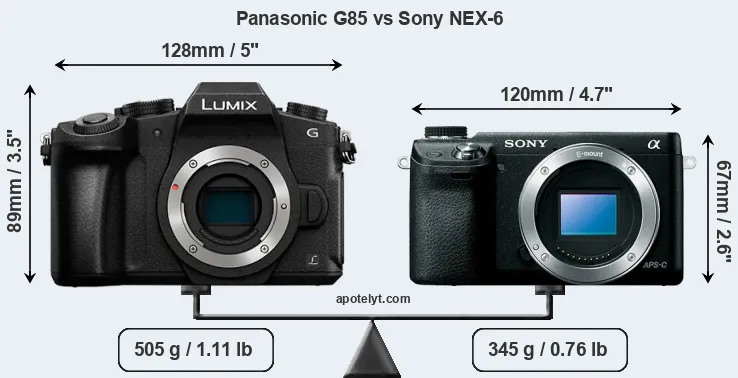 Size Panasonic G85 vs Sony NEX-6