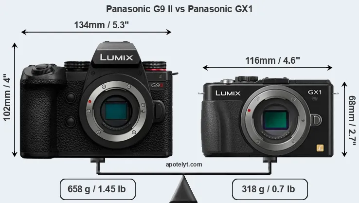 Size Panasonic G9 II vs Panasonic GX1