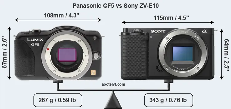 Size Panasonic GF5 vs Sony ZV-E10