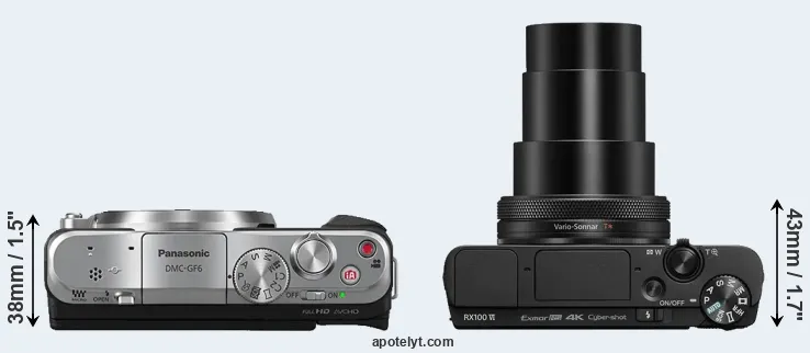 Compare GF6 versus RX100 VI top