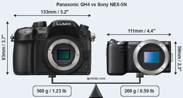 Size Panasonic GH4 vs Sony NEX-5N
