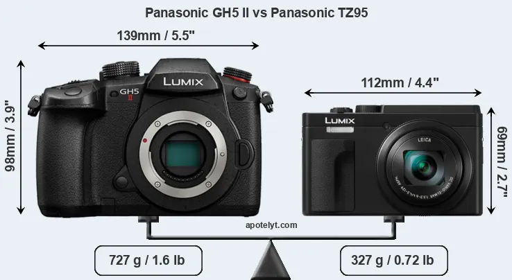 Size Panasonic GH5 II vs Panasonic TZ95