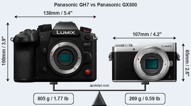 Size Panasonic GH7 vs Panasonic GX800