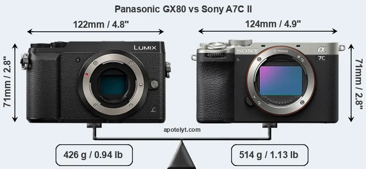 Size Panasonic GX80 vs Sony A7C II