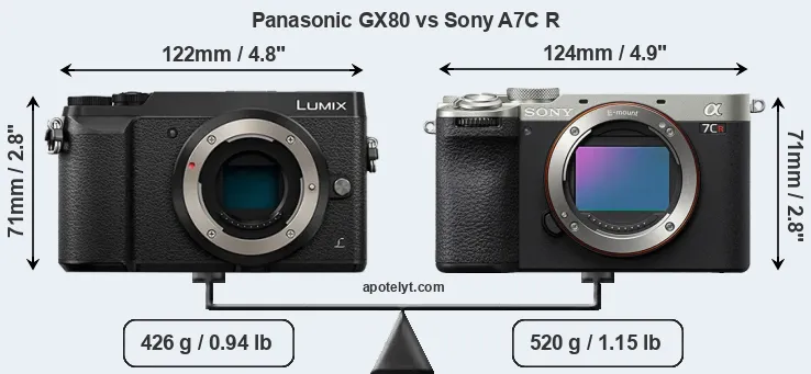 Size Panasonic GX80 vs Sony A7C R