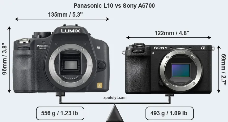 Size Panasonic L10 vs Sony A6700