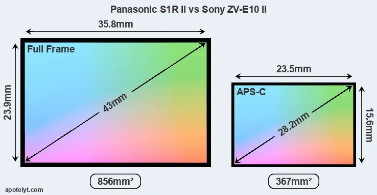 Panasonic S1R II and Sony ZV-E10 II sensor measures