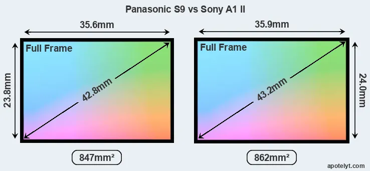 Panasonic S9 and Sony A1 II sensor measures