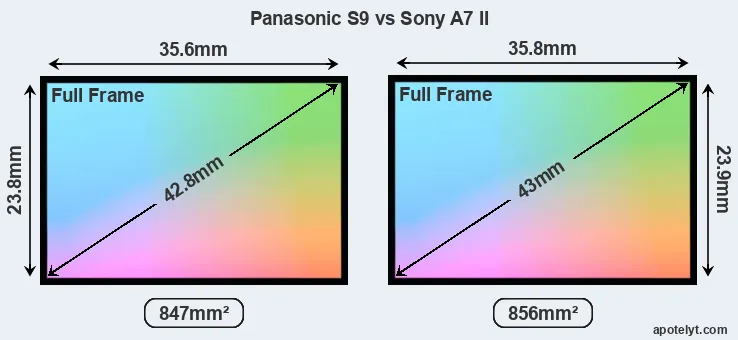 Panasonic S9 and Sony A7 II sensor measures