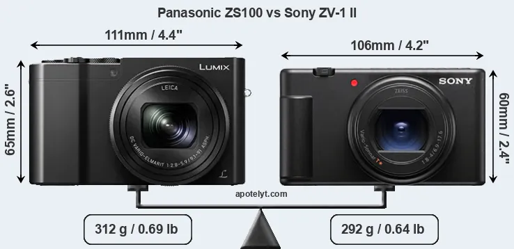 Size Panasonic ZS100 vs Sony ZV-1 II