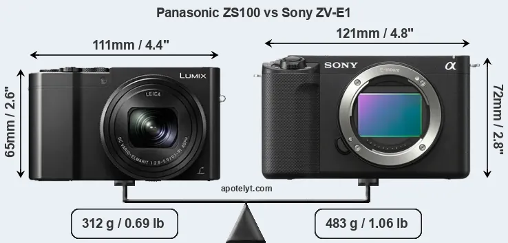 Size Panasonic ZS100 vs Sony ZV-E1