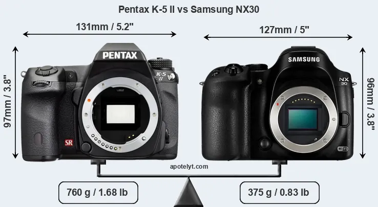 Size Pentax K-5 II vs Samsung NX30