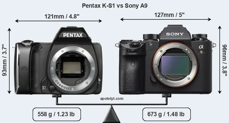 Size Pentax K-S1 vs Sony A9