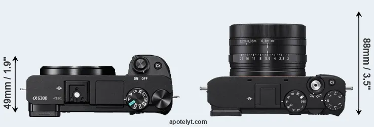 Compare A6300 versus RX1R III top
