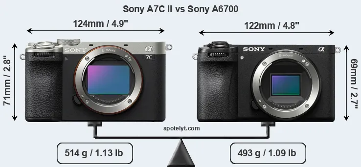 Size Sony A7C II vs Sony A6700