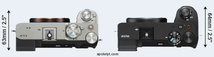 Compare A7C II versus A6700 top