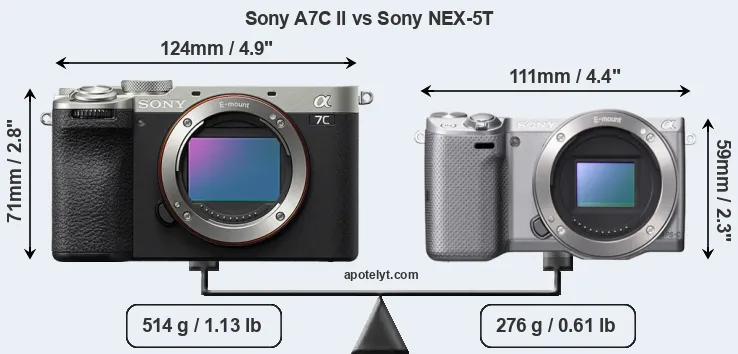 Size Sony A7C II vs Sony NEX-5T