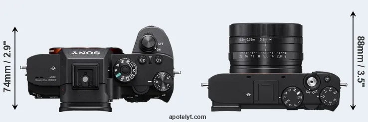 Compare A7R III versus RX1R III top