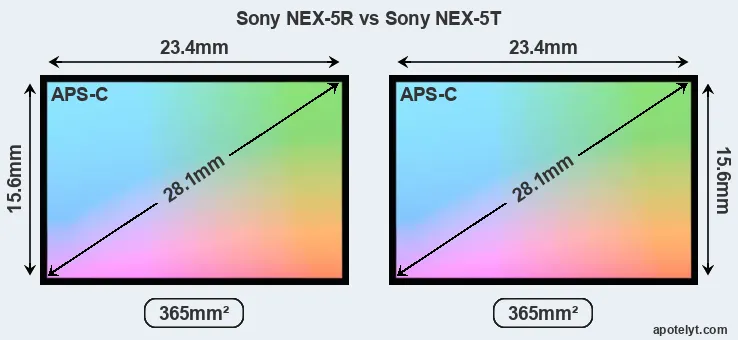 Sony NEX-5R and Sony NEX-5T sensor measures