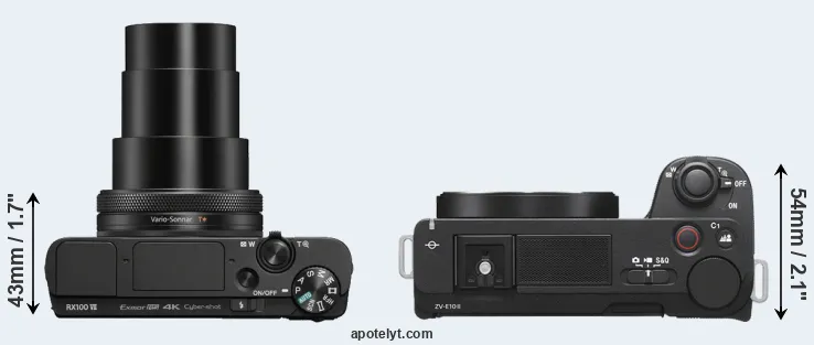 Compare RX100 VII versus ZV-E10 II top